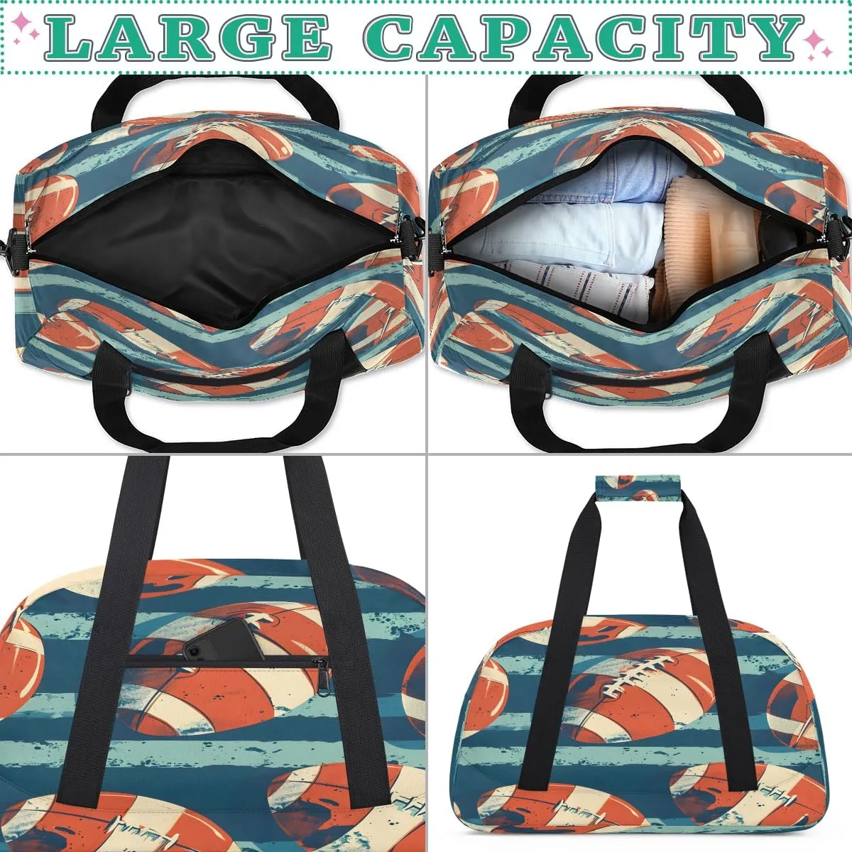 USA Soccer Kids Overnighter Duffel Bags for Boys, Carry-On Size Sports Gym Bag with Front Zipper Pocket for School Practice or Overnight Travel Weekender Sleepover Tote Bag
