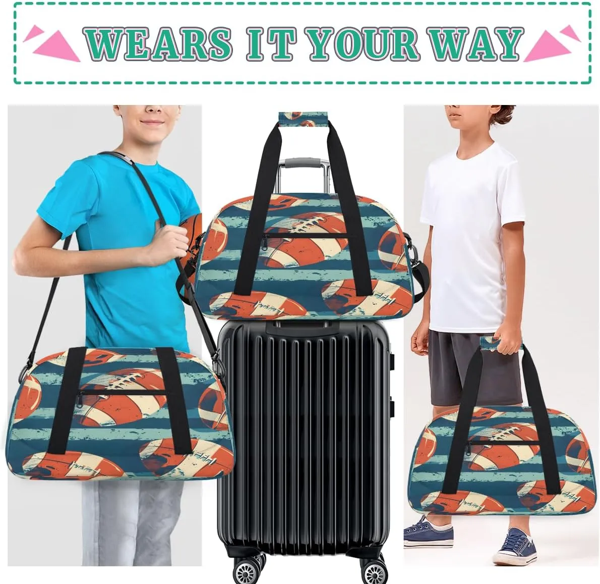 USA Soccer Kids Overnighter Duffel Bags for Boys, Carry-On Size Sports Gym Bag with Front Zipper Pocket for School Practice or Overnight Travel Weekender Sleepover Tote Bag