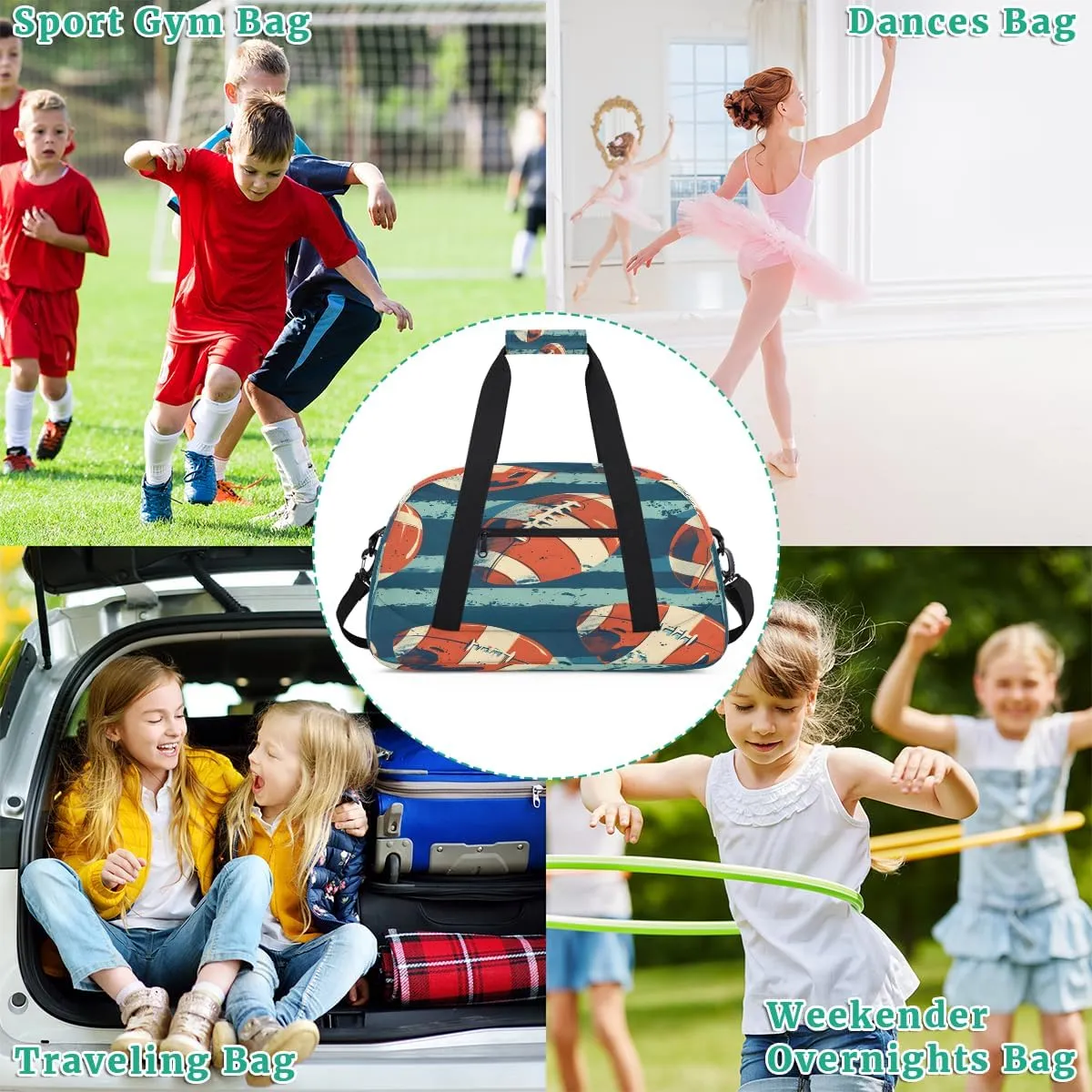 USA Soccer Kids Overnighter Duffel Bags for Boys, Carry-On Size Sports Gym Bag with Front Zipper Pocket for School Practice or Overnight Travel Weekender Sleepover Tote Bag