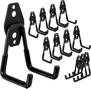uxcell 12Pcs Garage Hooks, 70mm/2.76" Small Wall Storage Hooks Utility Iron Garage Storage Hooks for Organizing Power Tools, Ladders, Bulk Items, Bikes, Ropes, and More Equipment