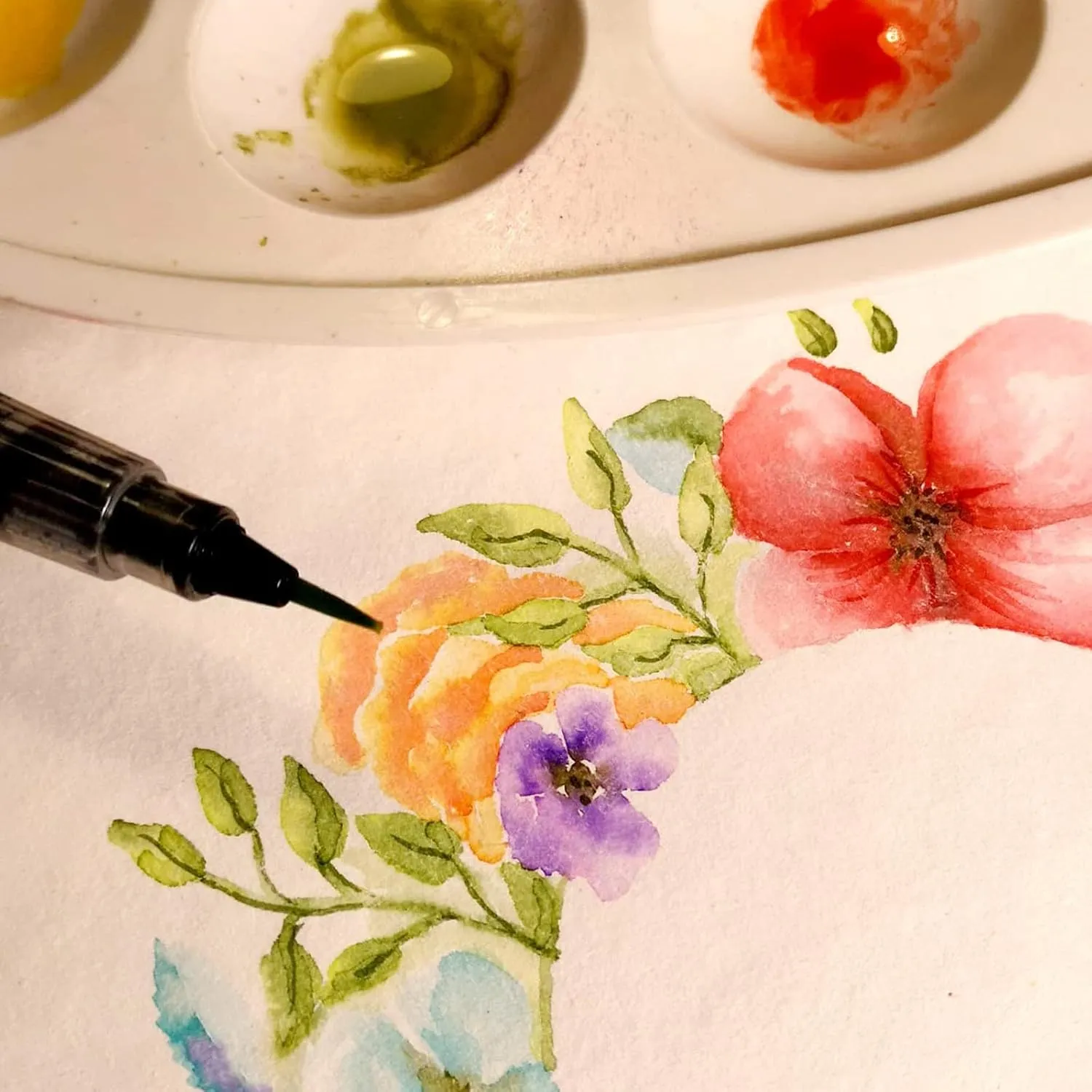 Vaessen Creative Florence Watercolour Paper A5, Ivory, 300 GSM, Artist Grade Quality, Textured Surface, 15 Sheets for Painting, Handlettering, Art Projects