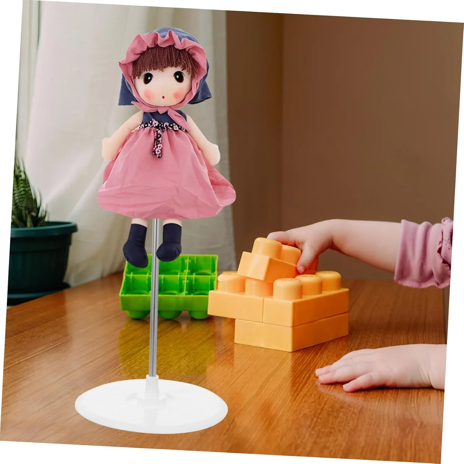 Vaguelly 2pcs Doll Stand Doll Dress Form Mannequin Adjustable Height Doll Holder Action Figure Display Holder Dolls Support Action Figures Mini Card Waist Plastic Standing Frame