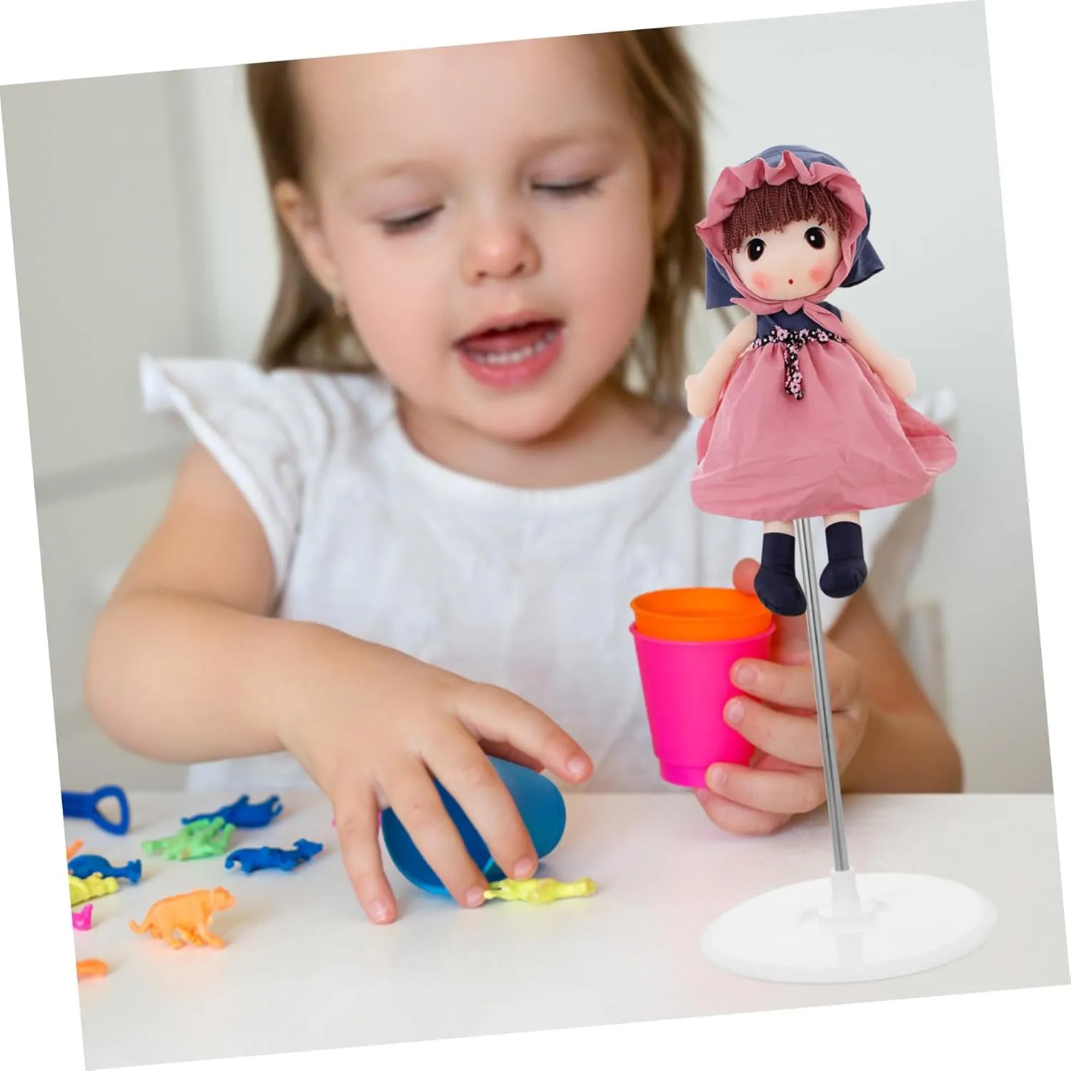 Vaguelly 2pcs Doll Stand Doll Dress Form Mannequin Adjustable Height Doll Holder Action Figure Display Holder Dolls Support Action Figures Mini Card Waist Plastic Standing Frame