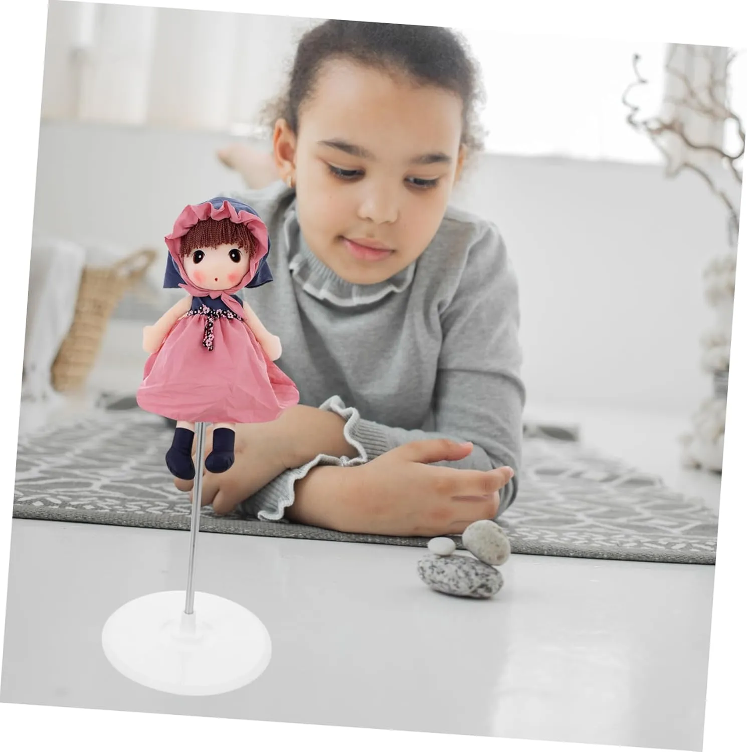 Vaguelly 2pcs Doll Stand Doll Dress Form Mannequin Adjustable Height Doll Holder Action Figure Display Holder Dolls Support Action Figures Mini Card Waist Plastic Standing Frame