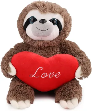 Valentine's Day Sloth Plush Toy, 12.6x7.87 Inch Plush Sloth Holding Love Heart Valentine's Day Stuffed Soft Fluffy Toys for Kids Valentine's Day Anniversary