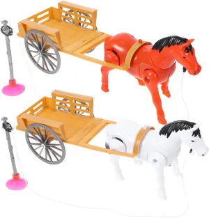 VANZACK 2 Pcs Rotating Horse Educational Plastic Plaything for Horse and Cart Shape Fun Present to Evoke Childhood Memories Safe and Design Random Color