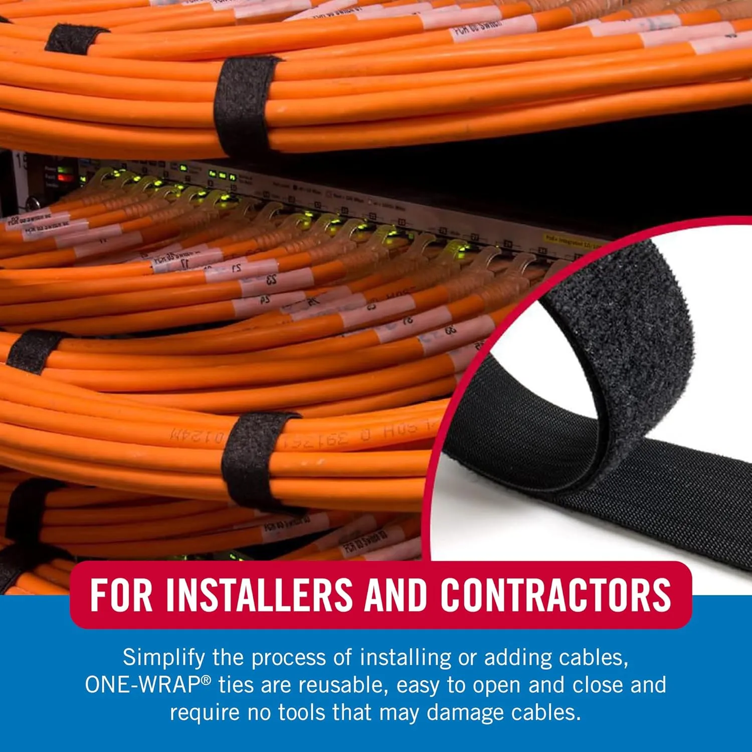 VELCRO Brand Cut to Length Straps Heavy Duty | 45 Ft x 3/4 in | ONE-WRAP Self-Gripping Double Sided Roll | Bundling Ties Fasten to Themselves for Secure Hold, VEL-30834-AMS, Black