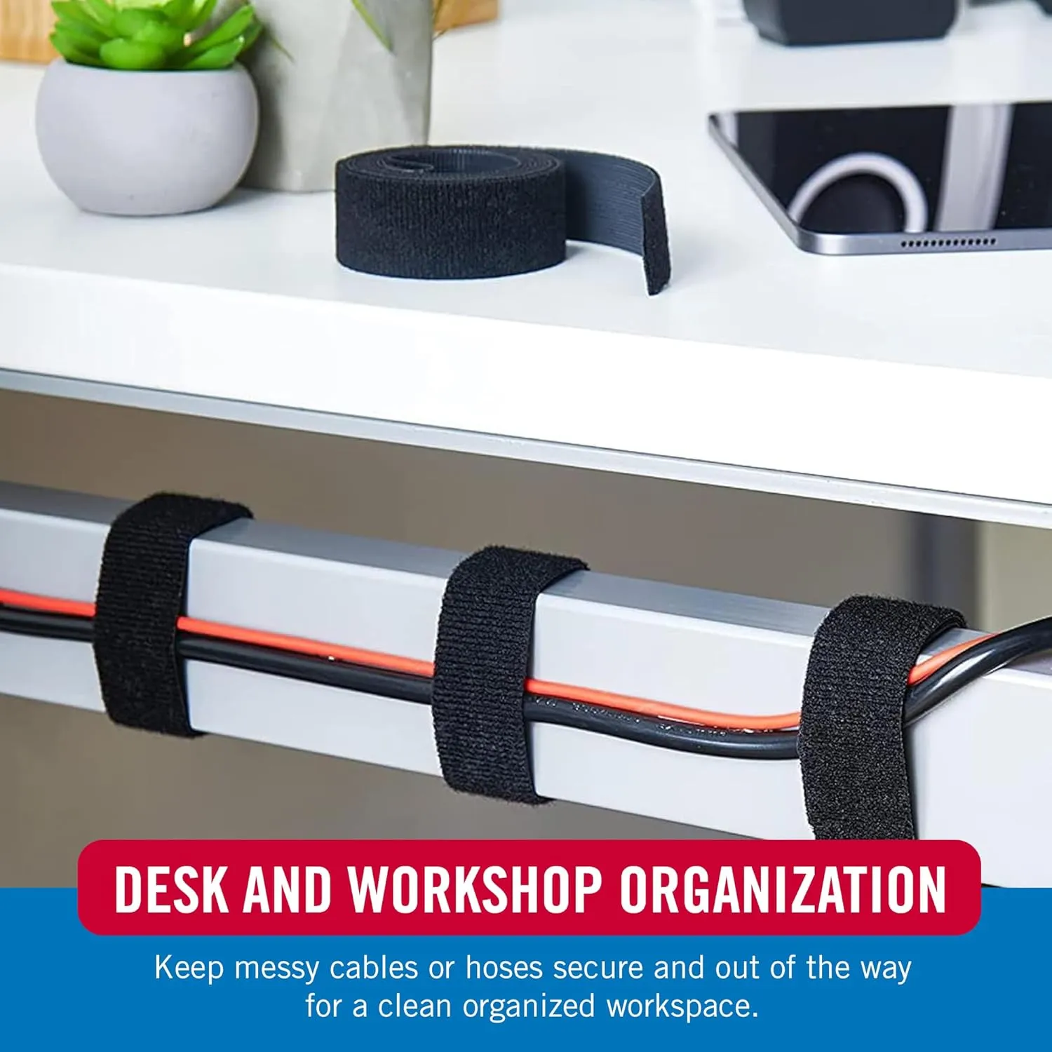 VELCRO Brand Cut to Length Straps Heavy Duty | 45 Ft x 3/4 in | ONE-WRAP Self-Gripping Double Sided Roll | Bundling Ties Fasten to Themselves for Secure Hold, VEL-30835-AMS, White
