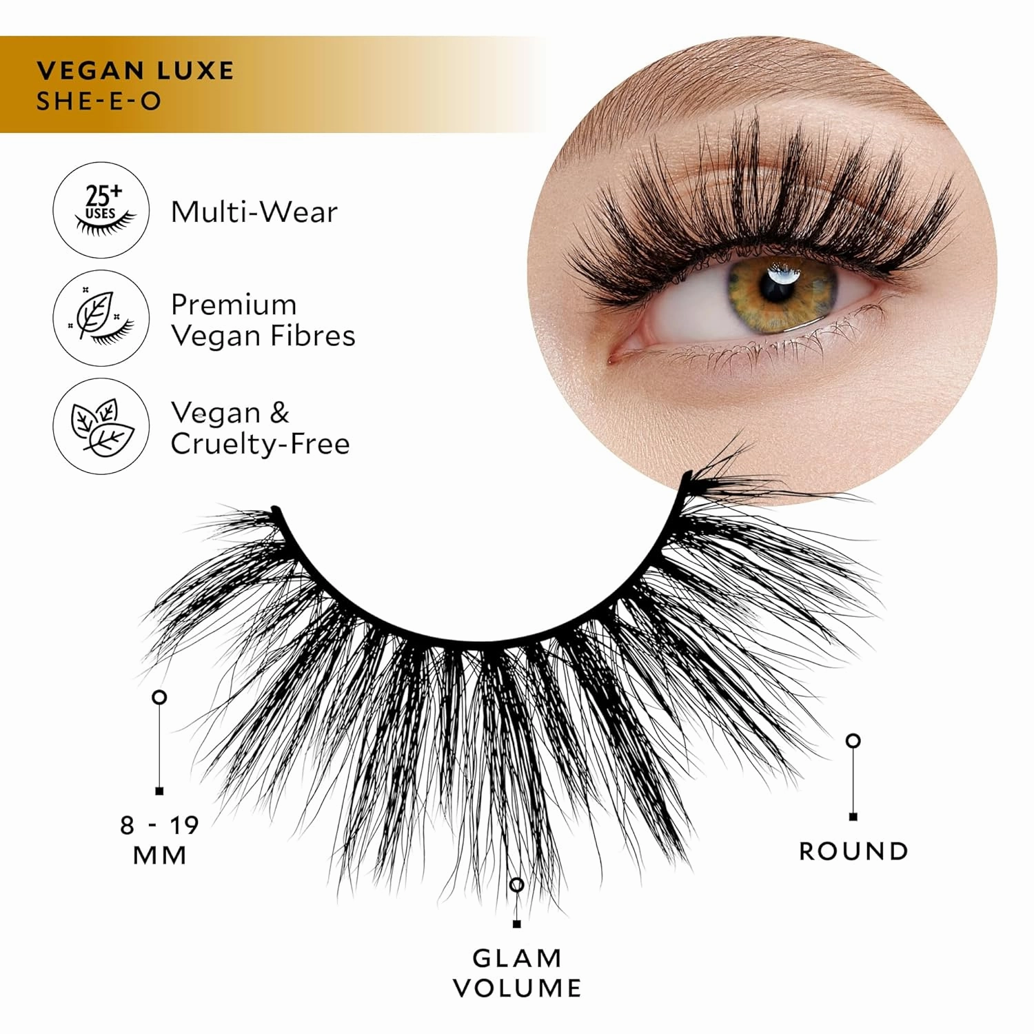Velour Vegan Luxe Eyelashes, Luxurious Natural False Lashes, Lightweight, Reusable, Handmade Fake Lash Extensions, Wear up to 25 Times, 100% Vegan Mink, Soft and Comfortable, All Eye Shapes
