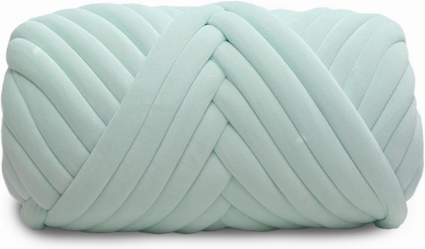Velvet Chunky Yarn Bulky Giant Arm Knitting Yarn, Super Soft Jumbo Tube Weight, Fluffy DIY Crochet Hand Making Washable for Blanket, Pet Bed, Rugs Pillow (2.2lb-Light Green)