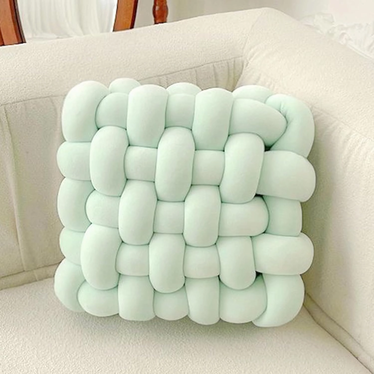 Velvet Chunky Yarn Bulky Giant Arm Knitting Yarn, Super Soft Jumbo Tube Weight, Fluffy DIY Crochet Hand Making Washable for Blanket, Pet Bed, Rugs Pillow (2.2lb-Light Green)