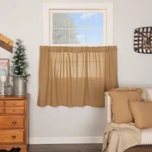 VHC Brands Burlap Natural Farmhouse Primitive Curtains Solid Color Tier Set of 2 36x36