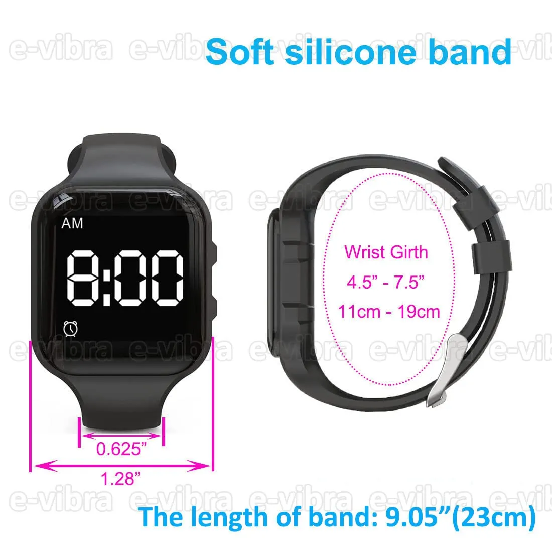 Vibrating Alarm Watch, Potty Training Watch Water Resistant Medical Reminder Watch with Timer (Black)
