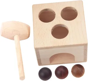 VICASKY 1 Set Box Toy Wooden Play Blocks Wood Ball Drop Toy Steam Educational Toys Knocking Balls Toy Pound and Tap Bench Color Shape Sorter Box Pure Solid Wood