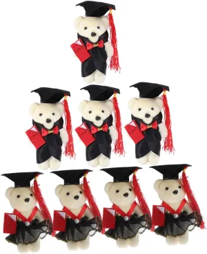 VICASKY 8pcs Mini Plush Graduation Bears Soft Graduation Doll Decorations for Bouquet Decor for and Celebrations