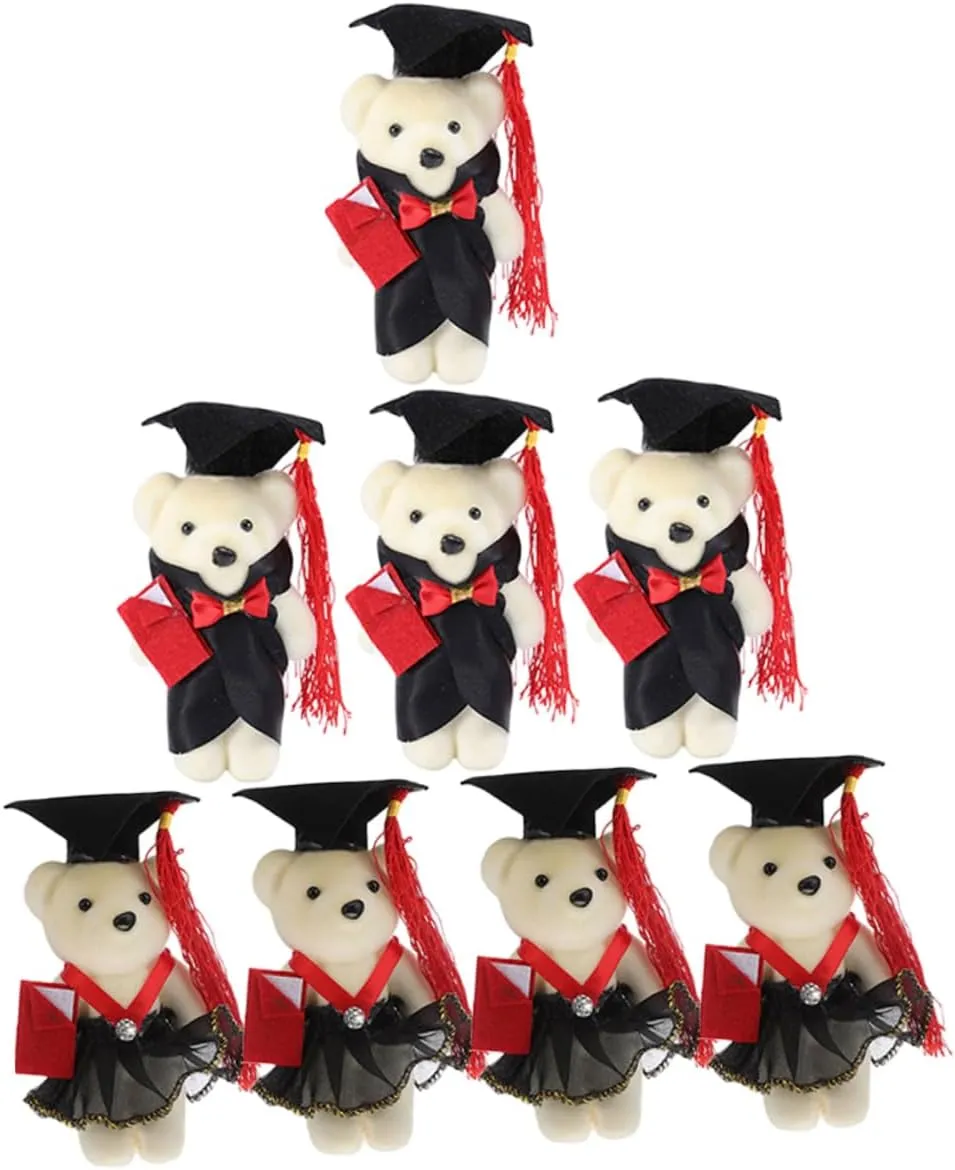 VICASKY 8pcs Mini Plush Graduation Bears Soft Graduation Doll Decorations for Bouquet Decor for and Celebrations