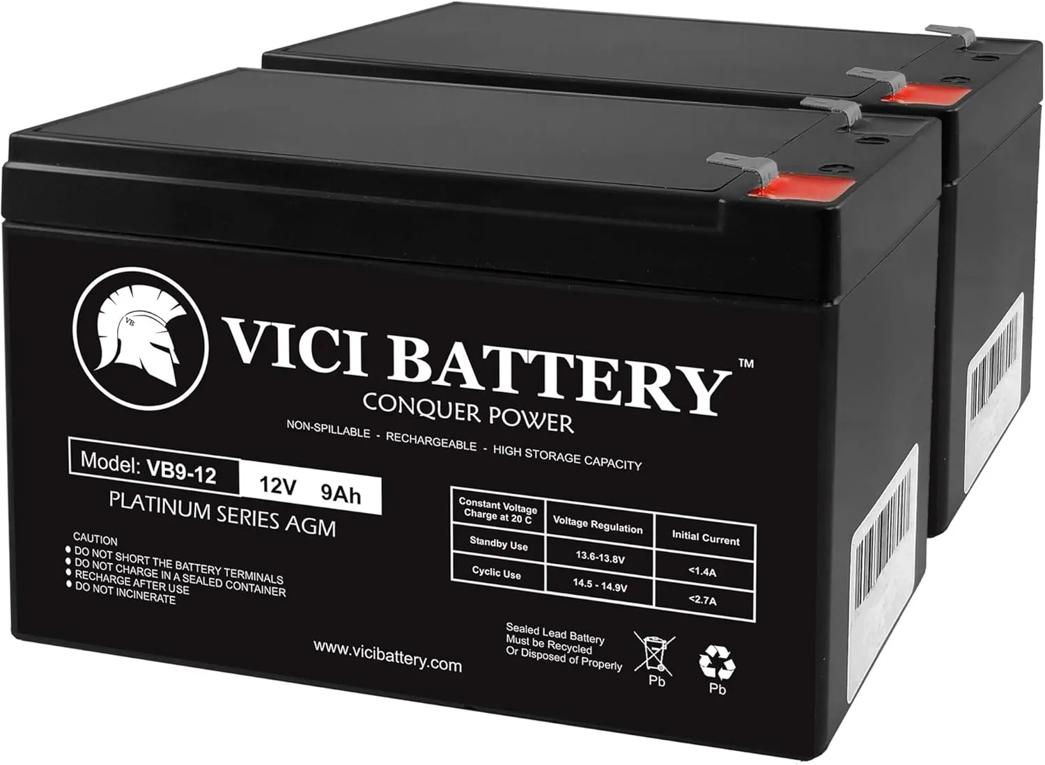 VICI Battery 12v 9AH Battery for Go-Ped ESR 750EX Electric Scooter - 2 Pack Brand Product