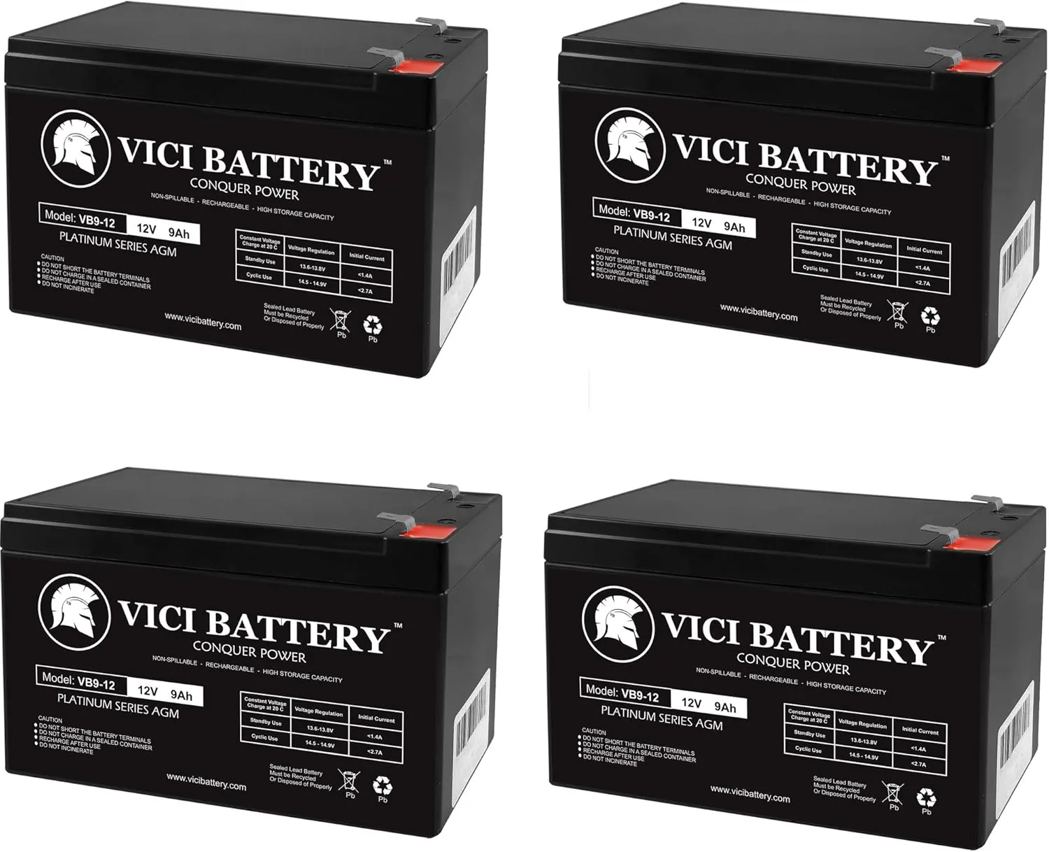 VICI Battery 9Ah 12V Sealed Battery Fits Aqua Vu Marcum Vexilar 12VOLT - 4 Pack Brand Product