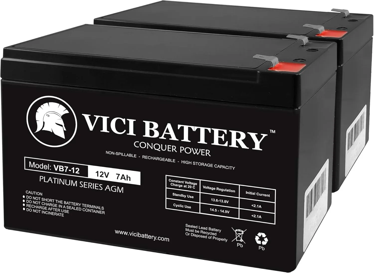 VICI Battery VB7-12 - 12V 7AH 2 Pack Battery Fits Aqua Vu Marcum Vexilar brand product