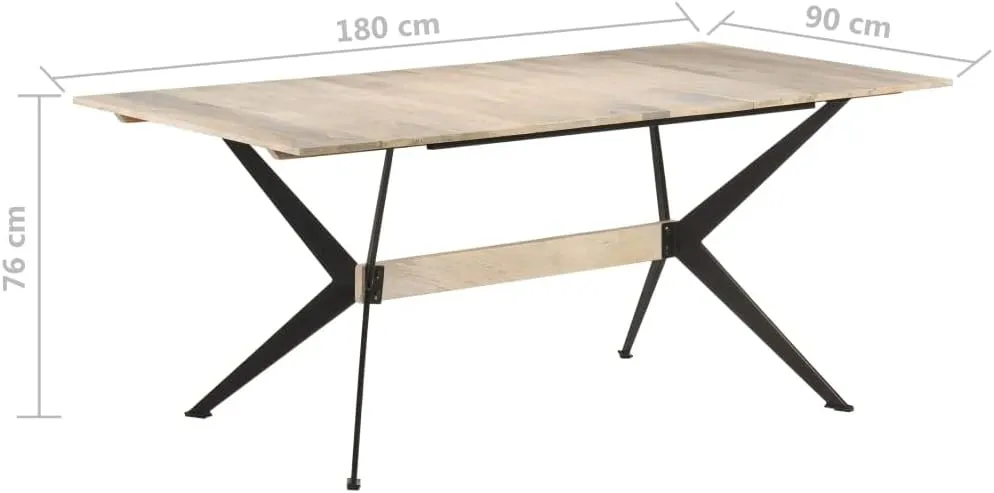vidaXL Solid Mango Wooden Dining Table 70.9"x35.4"29.9" Industrial Design - Large Rectangular Dining Surface, Powder-Coated Steel, Great Durability, Unique Grains