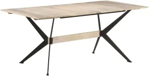 vidaXL Solid Mango Wooden Dining Table 70.9"x35.4"29.9" Industrial Design - Large Rectangular Dining Surface, Powder-Coated Steel, Great Durability, Unique Grains