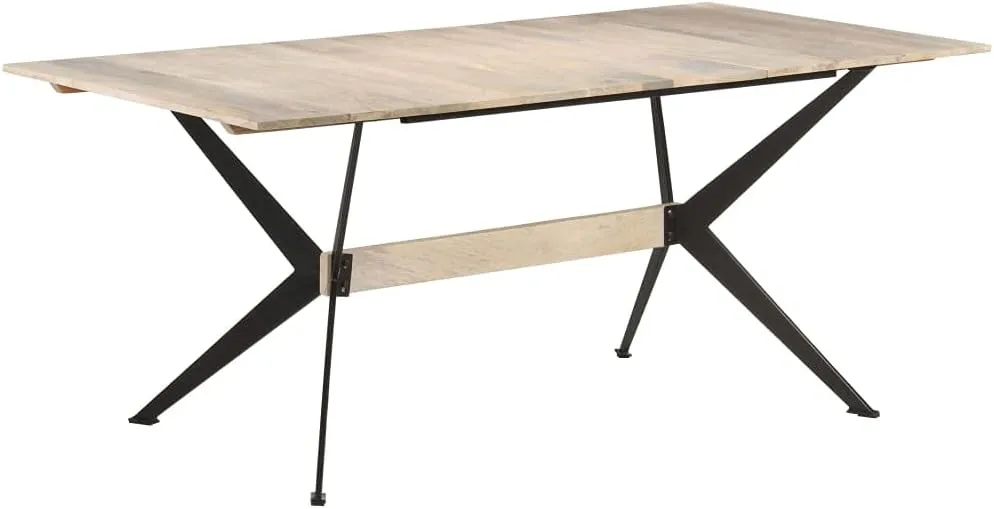 vidaXL Solid Mango Wooden Dining Table 70.9"x35.4"29.9" Industrial Design - Large Rectangular Dining Surface, Powder-Coated Steel, Great Durability, Unique Grains
