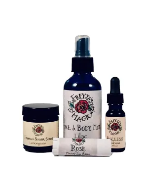 Viking Woman Ageless Beauty Gift Set, Facial Care Gift Set, Sugar Scrub, Toner, Serum and Lip Balm Set for Her, All Natural and Handmade