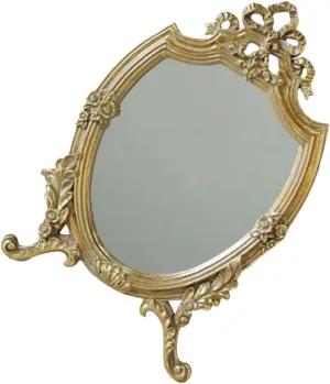Vintage Tabletop Makeup Mirror Elegant Desktop Vanity Mirror with Creative Design for Bedroom Office Dressing Table Durable Lightweight Reflection