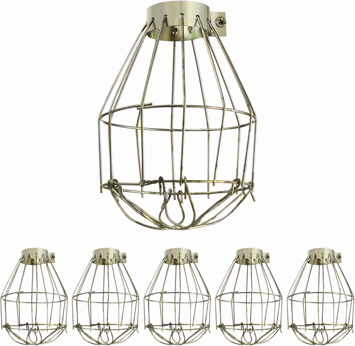 Vintage Light Cage Guard 6pcs Metal Wire Lamp Shade Industrial Light Fixture Cover for Home Bar Metal Bulb Guard