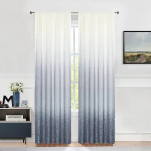 Vision Home Ombre Semi Sheer Curtains Linen Textured Gradient Indigo and Cream White Living Room Curtains Panels Rod Pocket Two Tones Light Filtering Drapes for Bedroom,50" Wx108 L Each,Set of 2