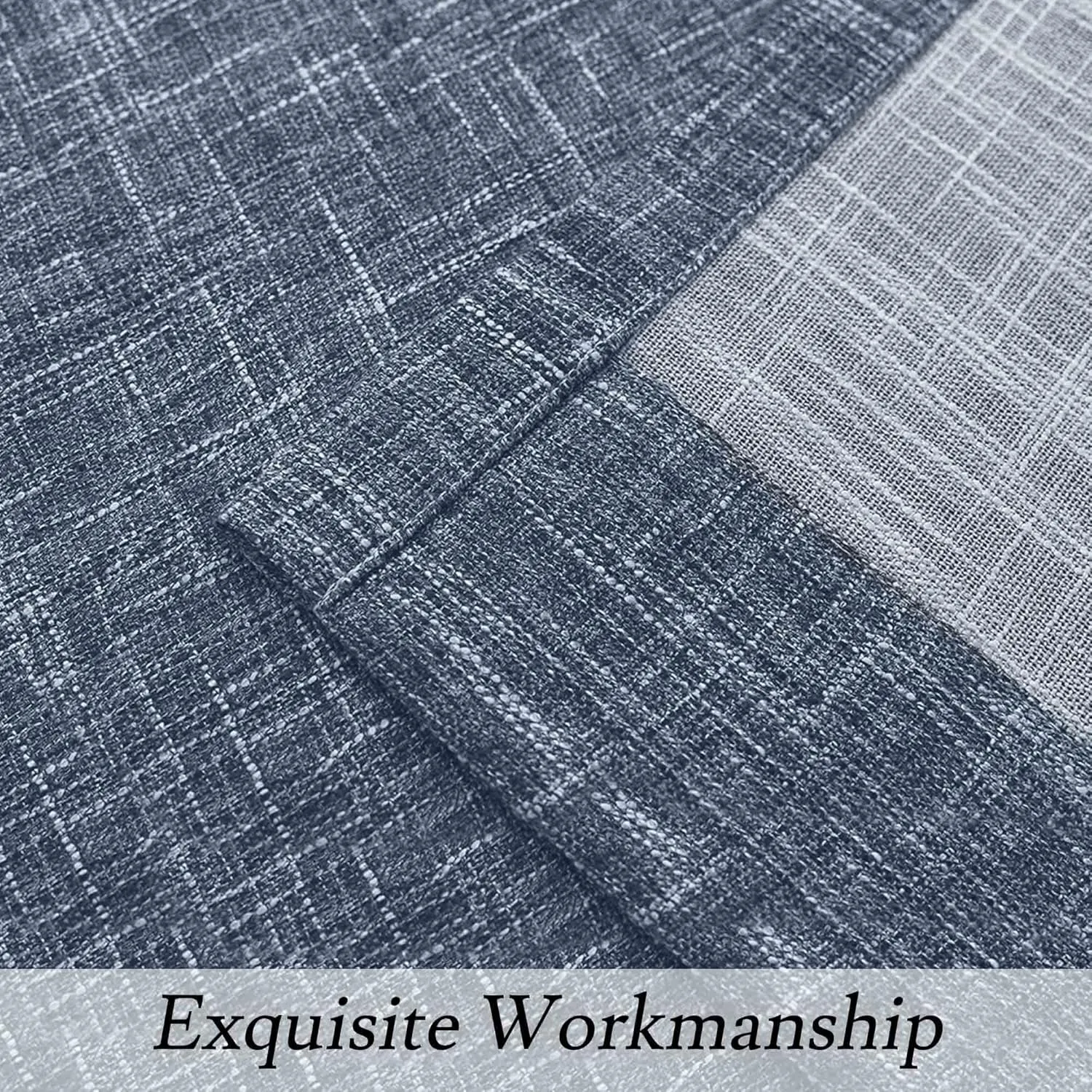 Vision Home Ombre Semi Sheer Curtains Linen Textured Gradient Indigo and Cream White Living Room Curtains Panels Rod Pocket Two Tones Light Filtering Drapes for Bedroom,50" Wx108 L Each,Set of 2