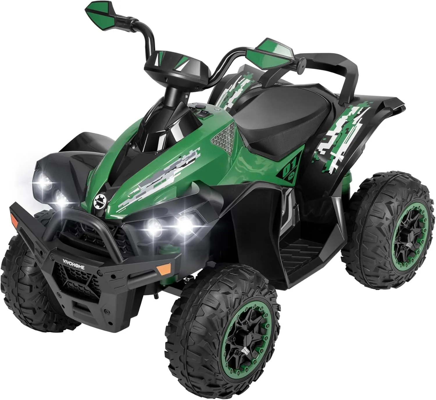 VIVOHOME Kids Ride on ATV, 12V Battery Powered Toy Car with High/Low-Speed 2.7 mph Max Speed, LED Lights, Music, Horn, and Treaded Tires, 4 Wheeler for Kids Ages 3-8 Gift