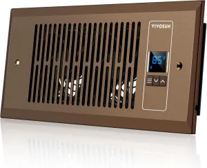 VIVOSUN Quiet Register Booster Fan 4”×10”, Smart Register Vent with Intelligent Thermostat Control, Cooling Heating AC Vent Booster Fan, Brown