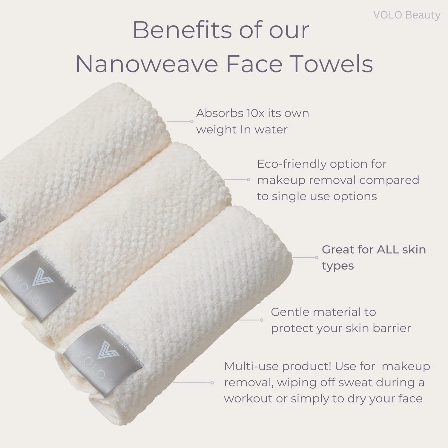 VOLO Hero Cloud Pink Face Towel | Reusable Facial Wash Cloths | Makeup Remover & Post Shower Washcloths | Ultra Soft, Absorbent, Gentle, Fast Drying Nanoweave Fabric Face Towels | Microfiber 3PK