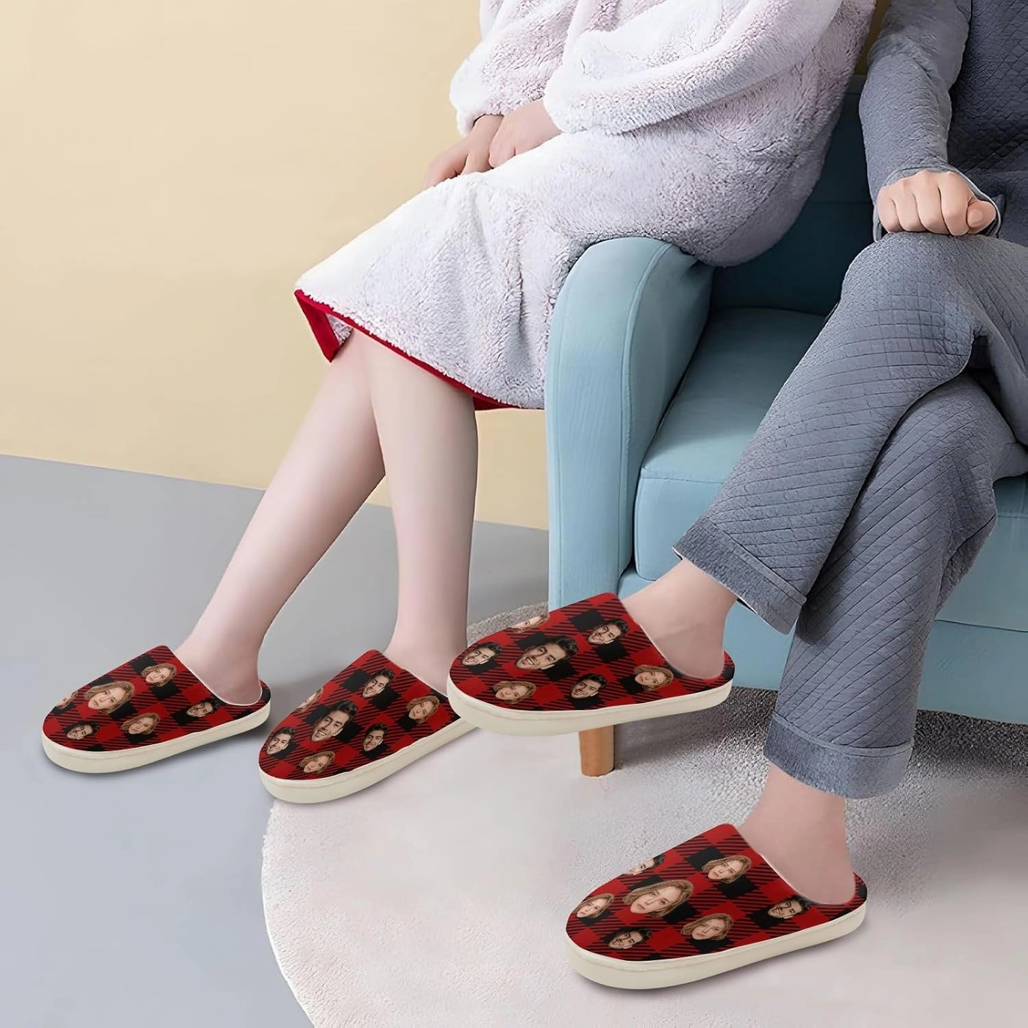 Voltexia Custom Slippers with Photo Personalized Photo House Slippers for Women Men Fluffy Customized Slippers Gifts