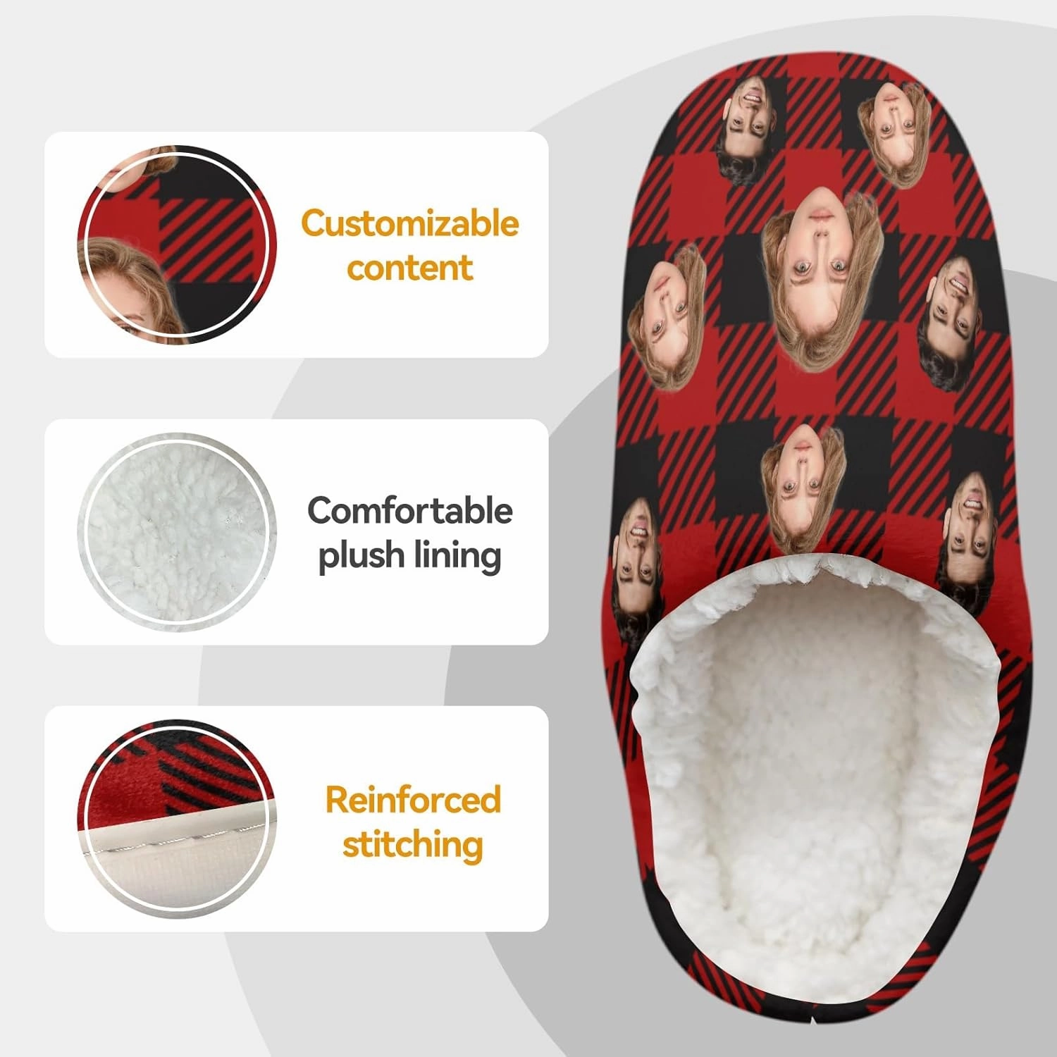 Voltexia Custom Slippers with Photo Personalized Photo House Slippers for Women Men Fluffy Customized Slippers Gifts