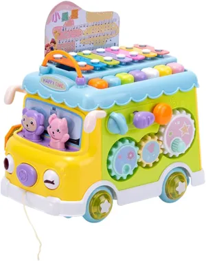 Wakauto 1Pc Bus Shape Xylophone for Educational Music with Scales Compact Design for and Storage for Early Learning and Creative Fun