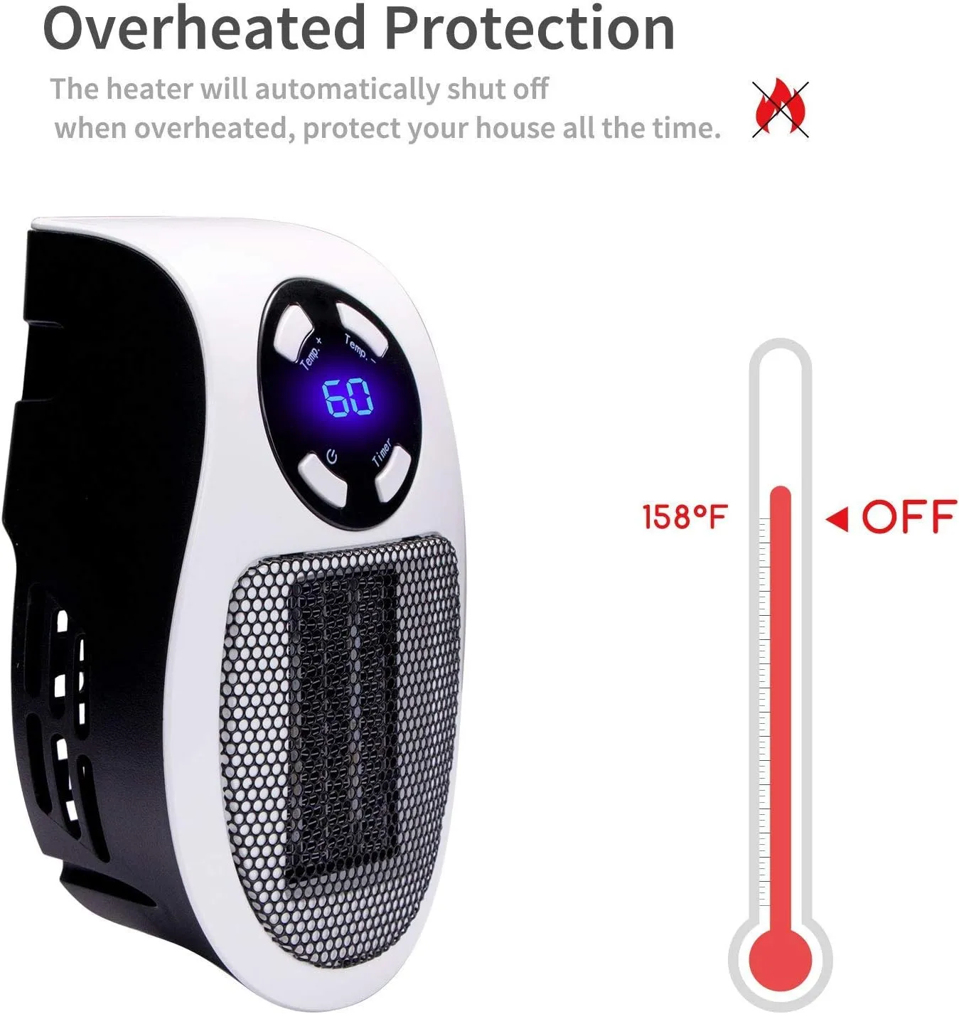 Wall Space Heater 450W Remote Portable Electric Heater with Programmable Adjustable Thermostat, Overheat Protection, Precise LED Display, ETL Certification Safe Heater for Office Dorm Room