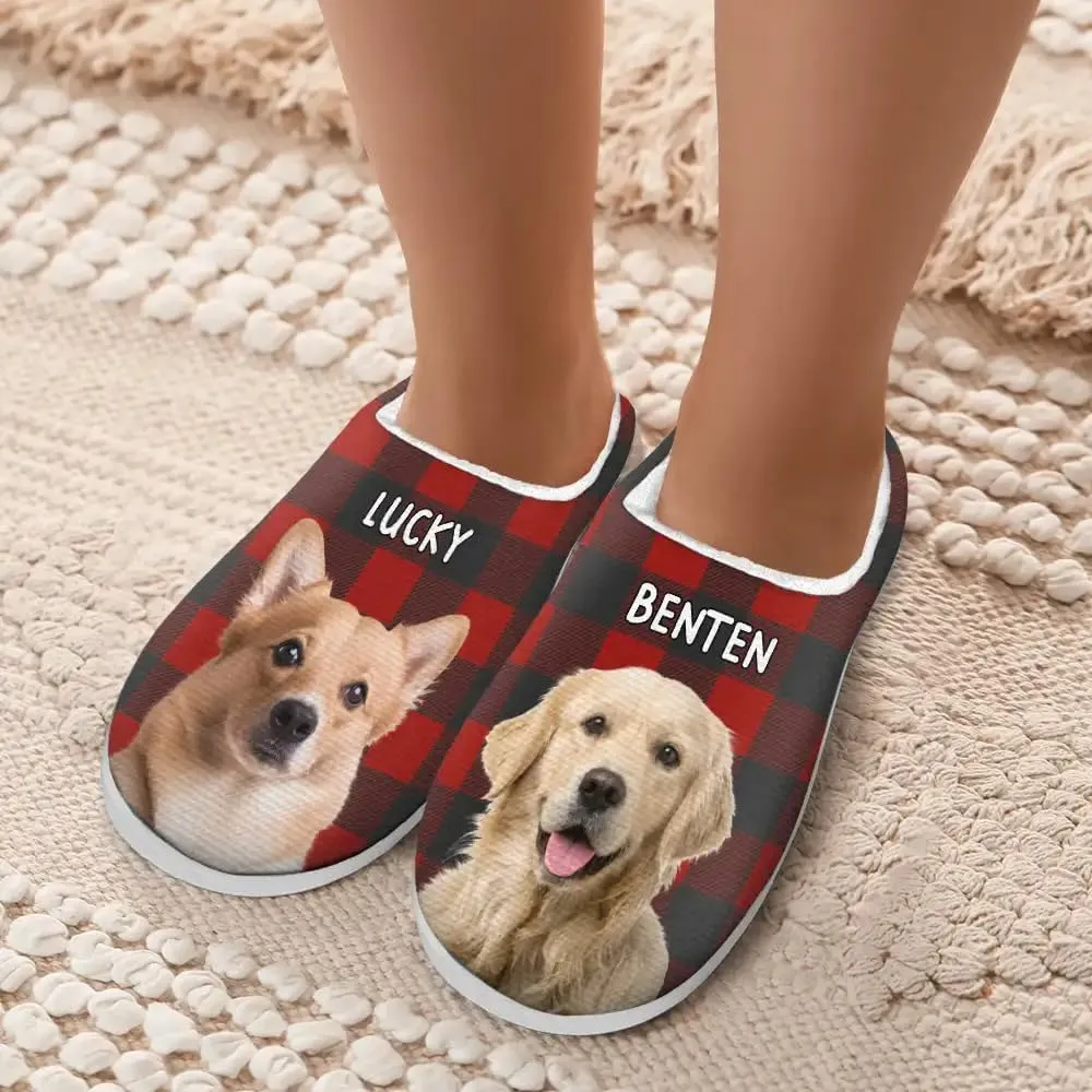 WANDER PRINTS Personalized Fluffy Slippers - Gift For Family, Besties