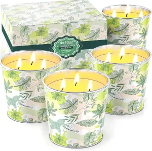 WarmEmbrace Citronella Candles Outdoor & Indoor, Large Citronella Candle 400H Burning Long Lasting, 4 Pack 20oz Soy Scented, 3-Wick Natural Soy Wax for Patio, Garden, Backyard, Camping, Cookout