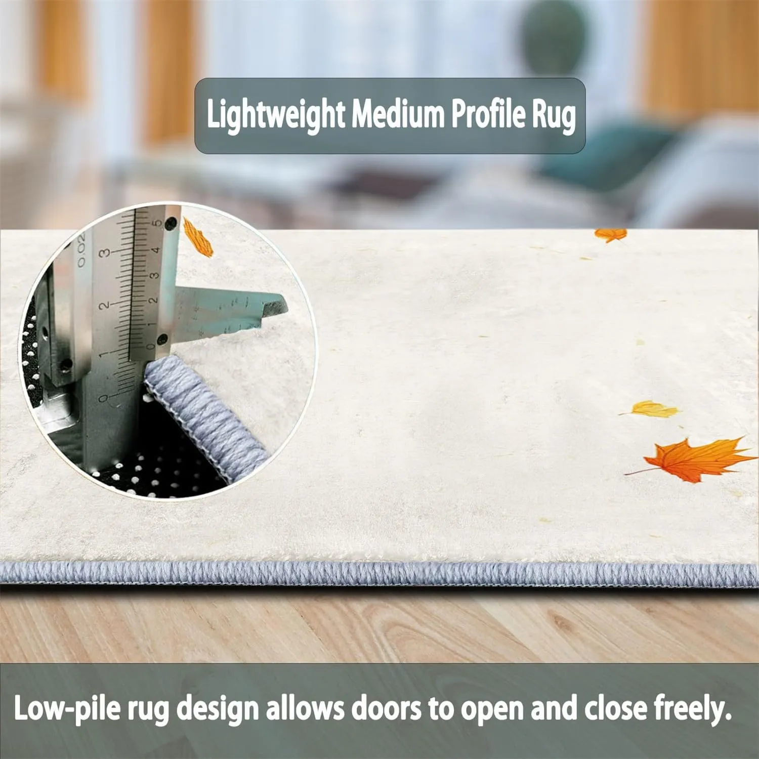 Washable Area Rugs for Bedroom Living Room 2 x 3 ft, Fluffy Plant Maple Leaf Painted Texture Rug Non-Slip Carpet for Kids Boys Girls Teen Dorm Nursery Decor, Soft Minimalism Indoor Bedside Carpets