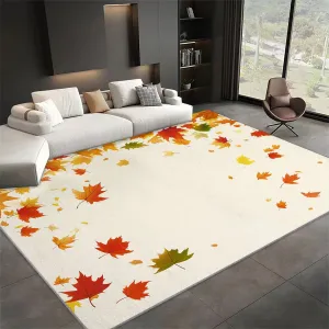 Washable Area Rugs for Bedroom Living Room 2 x 3 ft, Fluffy Plant Maple Leaf Painted Texture Rug Non-Slip Carpet for Kids Boys Girls Teen Dorm Nursery Decor, Soft Minimalism Indoor Bedside Carpets