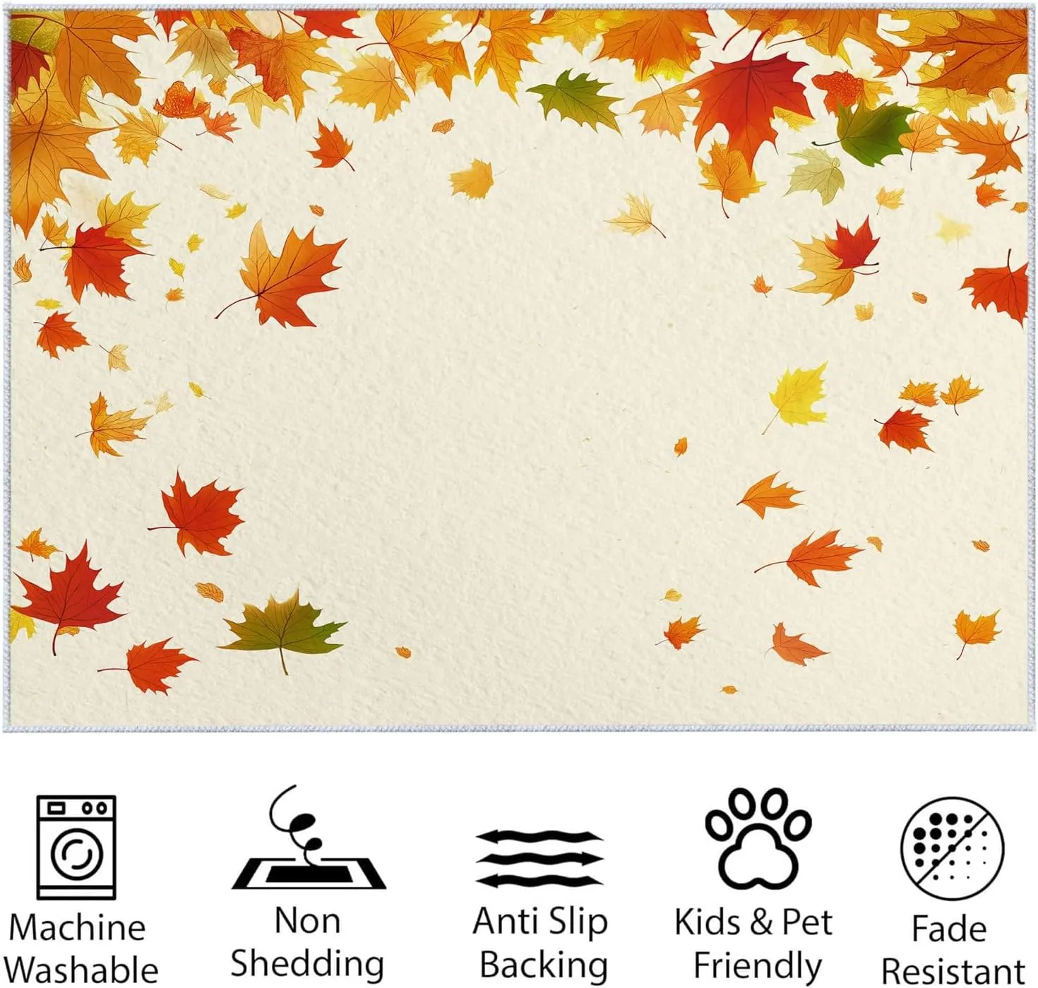 Washable Area Rugs for Bedroom Living Room 2 x 3 ft, Fluffy Plant Maple Leaf Painted Texture Rug Non-Slip Carpet for Kids Boys Girls Teen Dorm Nursery Decor, Soft Minimalism Indoor Bedside Carpets