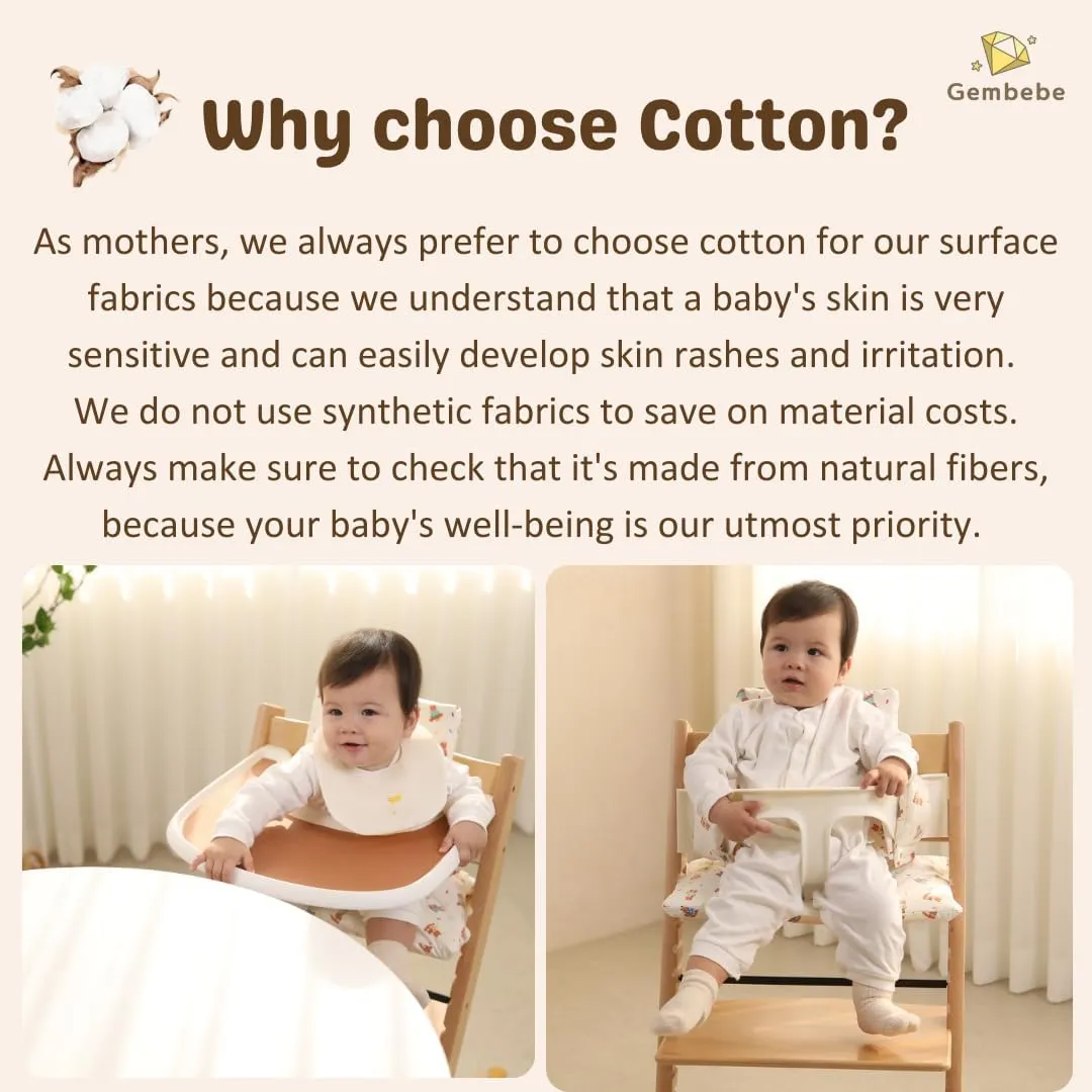 Waterproof & Compatible Stokke Tripp Trapp Cushion Set - Easy to Clean Newborn Set - 100% Cotton High Chair Cushion Set (Teddy Bear / 49.5 Counts)