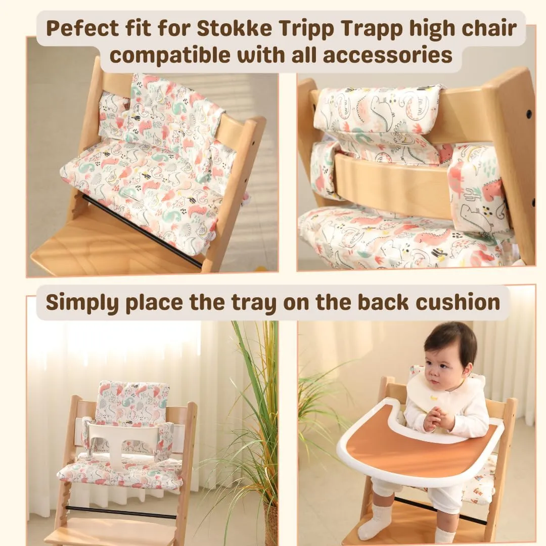 Waterproof & Compatible Stokke Tripp Trapp Cushion Set - Easy to Clean Newborn Set - 100% Cotton High Chair Cushion Set (Teddy Bear / 49.5 Counts)