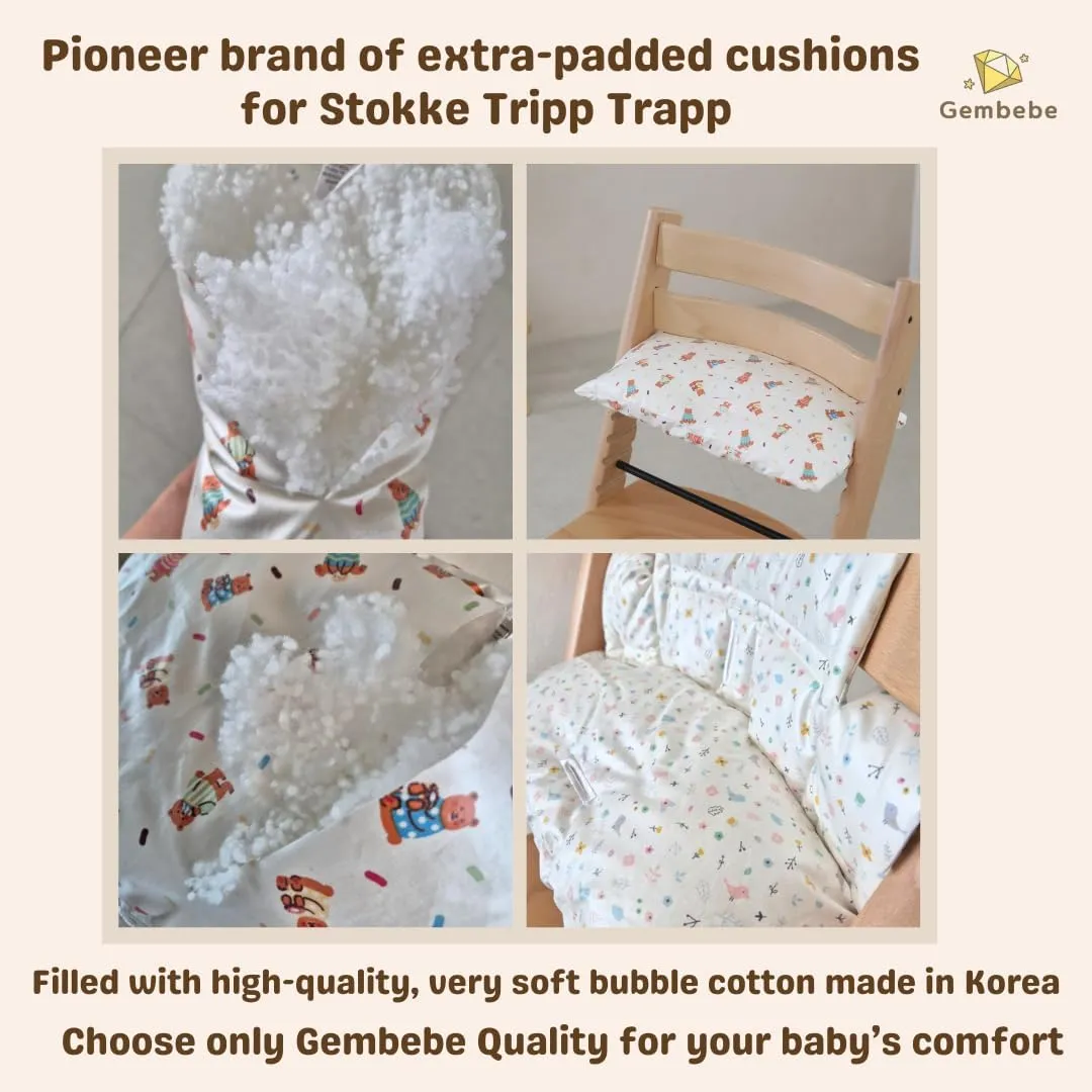 Waterproof & Compatible Stokke Tripp Trapp Cushion Set - Easy to Clean Newborn Set - 100% Cotton High Chair Cushion Set (Teddy Bear / 49.5 Counts)