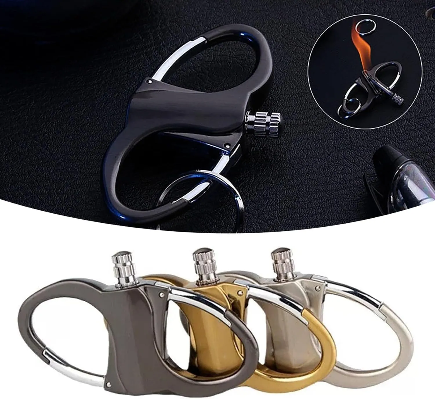 Waterproof Rechargeable Mini Keychain Lighter, Metal Keychain Reusable Survival Lighter for Cars and Houses Outdoor(2b)
