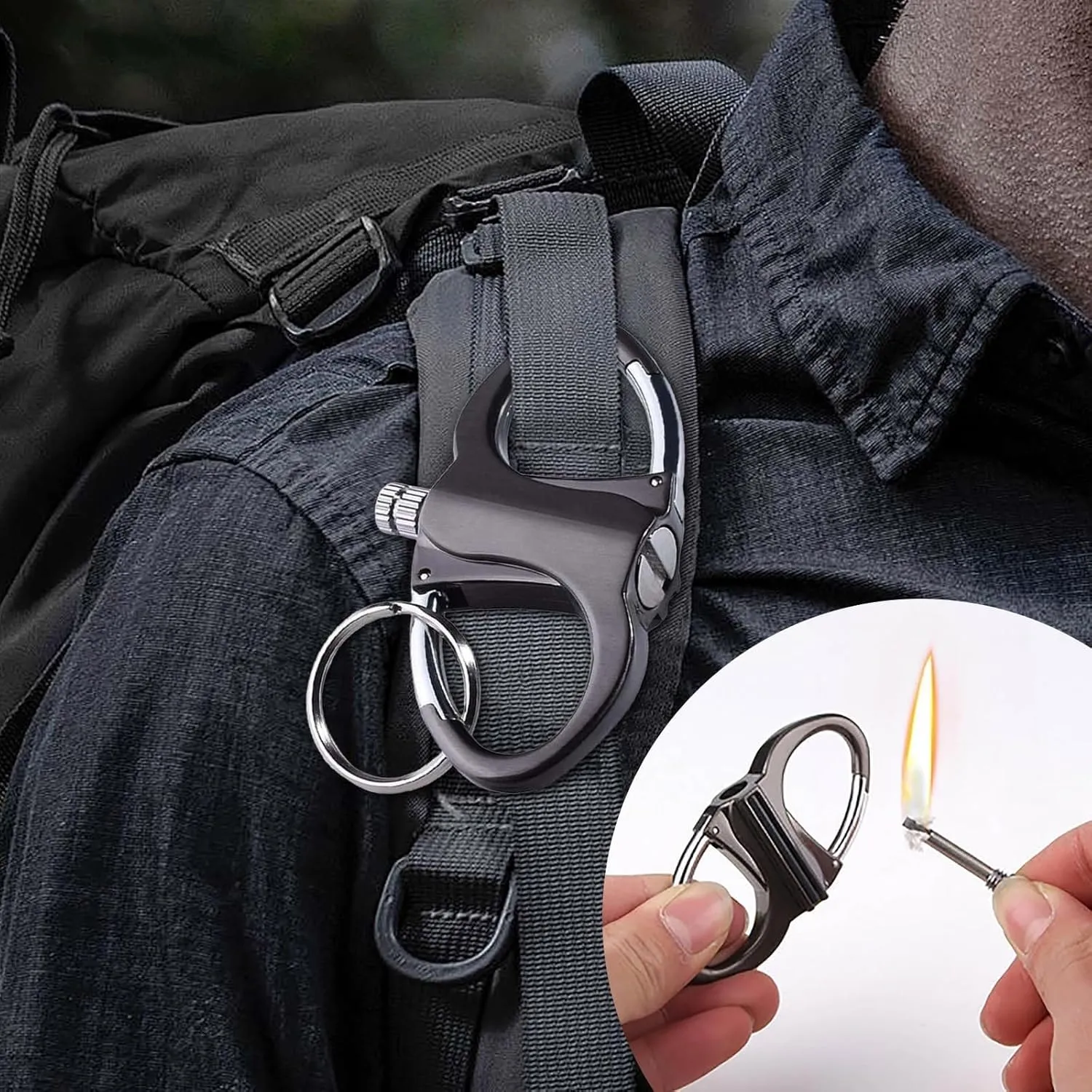 Waterproof Rechargeable Mini Keychain Lighter, Metal Keychain Reusable Survival Lighter for Cars and Houses Outdoor(2b)