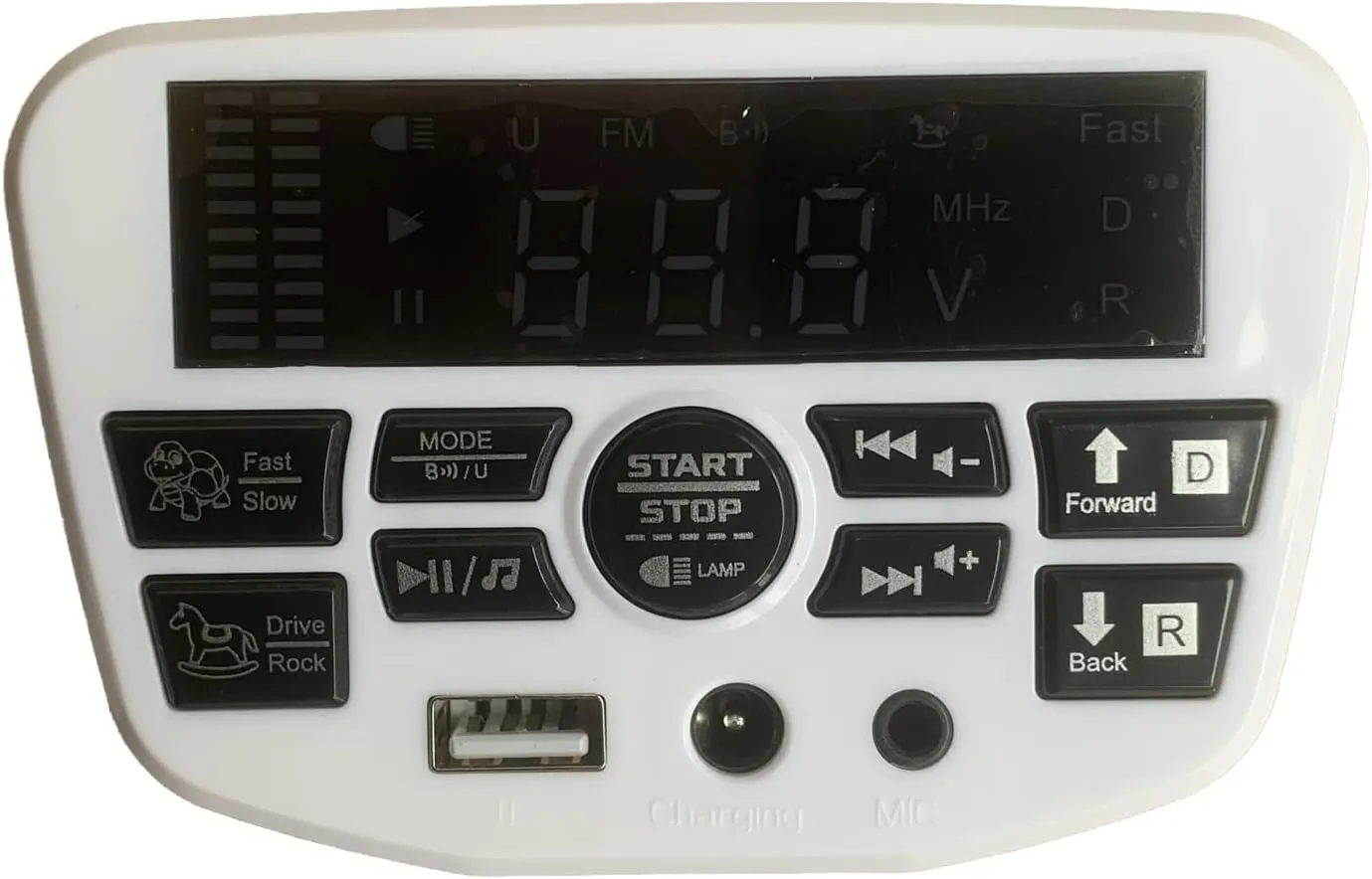 weelye JR1956G Drive12V Children's Electric Vehicle Power Supply Central Control Switch Multi-Function Bluetooth Connection Music Power Display Center Panel Electric Toy Car Replacement Parts