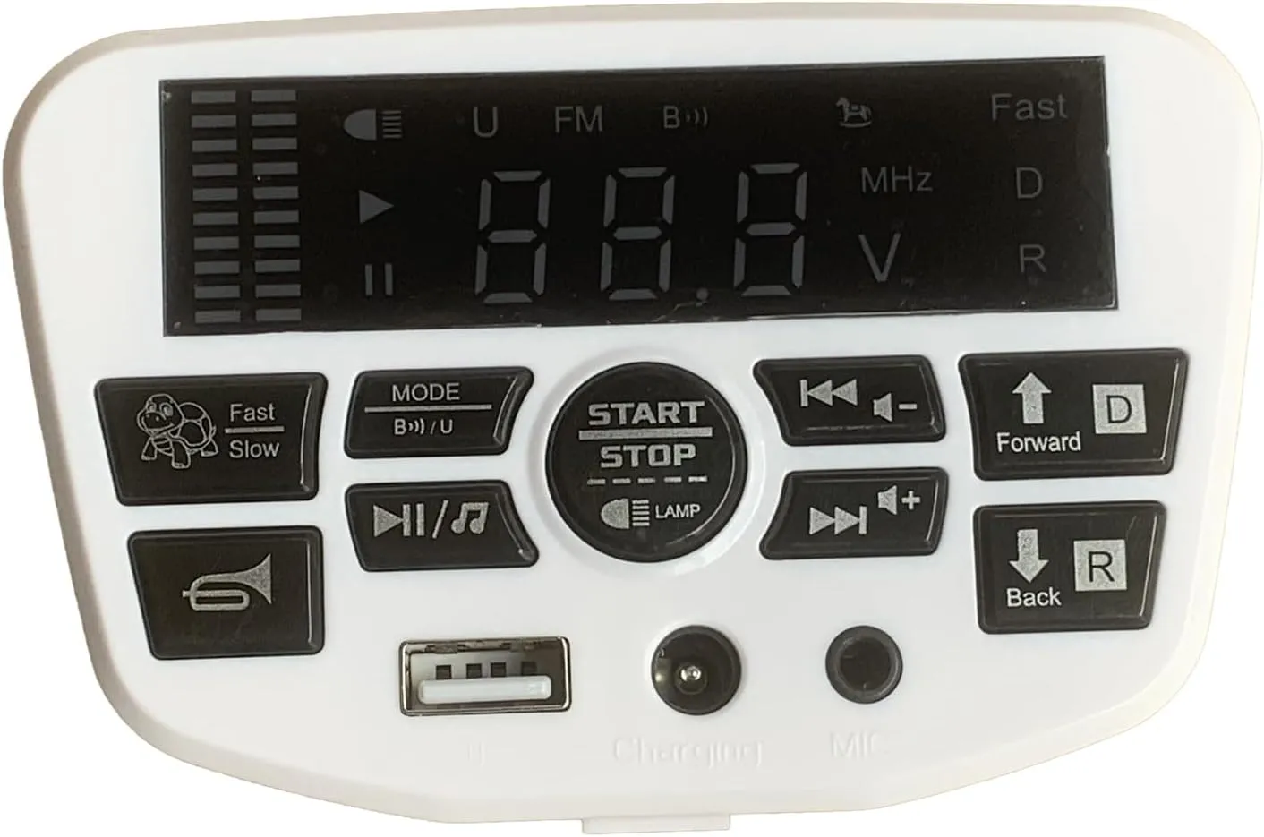 weelye JR1956G Horn12V Children's Electric Vehicle Power Supply Central Control Switch Multi-Function Bluetooth Connection Music Power Display Center Panel Electric Toy Car Replacement Parts